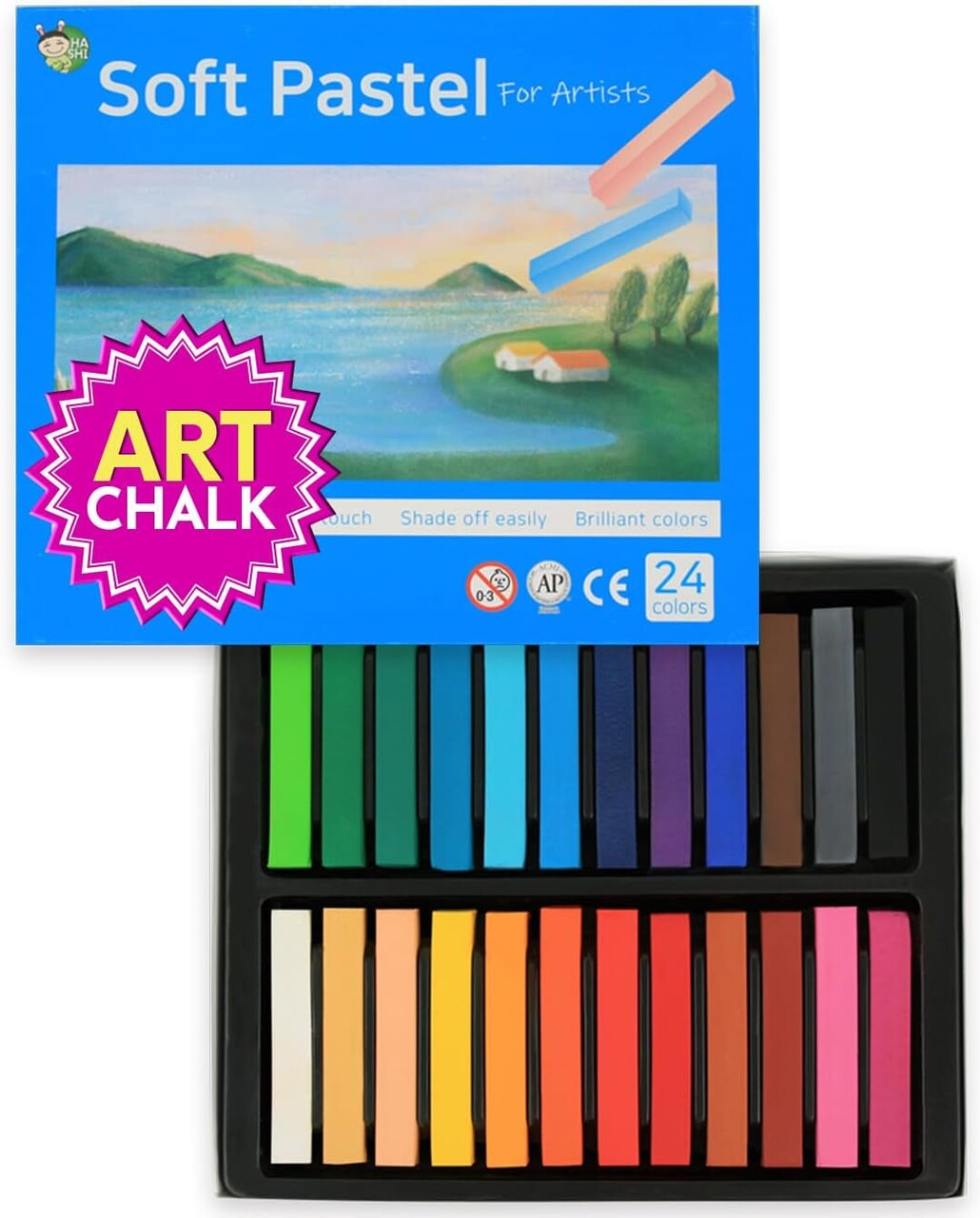 Soft Pan Chalk Pastels, 64 Colors + 2Pcs Non Toxic Beauty Nail Art